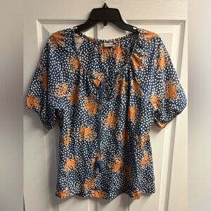 The Odells Anthropologie Silk Blend W/ Floral Print Blouse Size Small